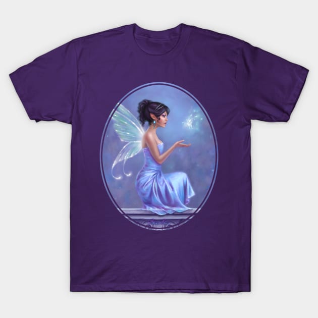 Opalite Fairy with Glowing Butterfly T-Shirt by silverstars